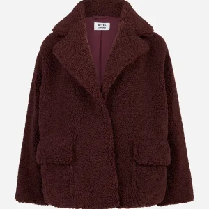 Giacca oversize bordeaux in teddy