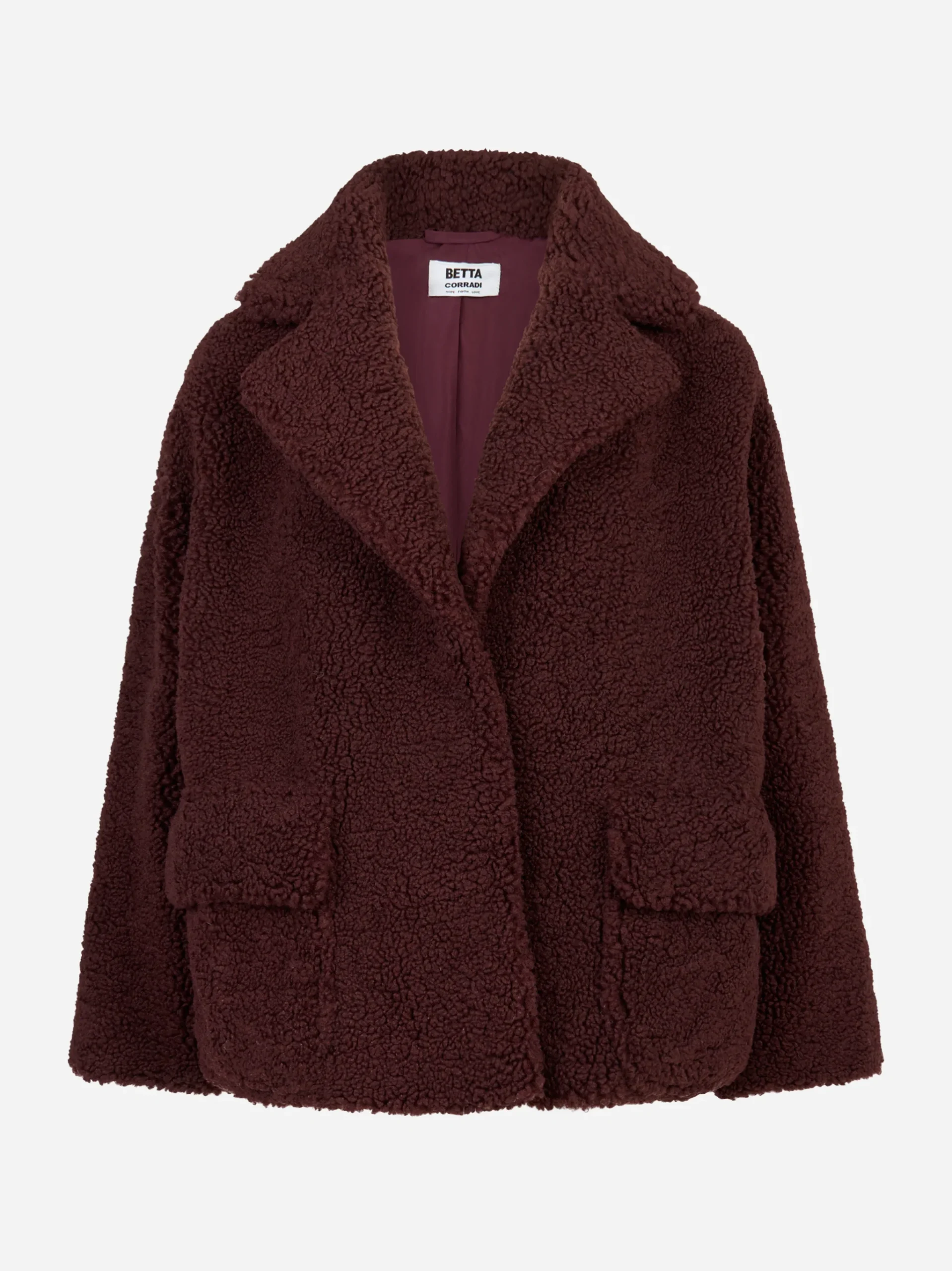 Giacca oversize bordeaux in teddy