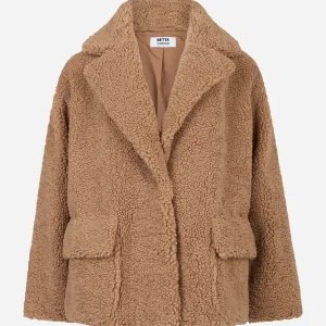 Giacca oversize beige in teddy