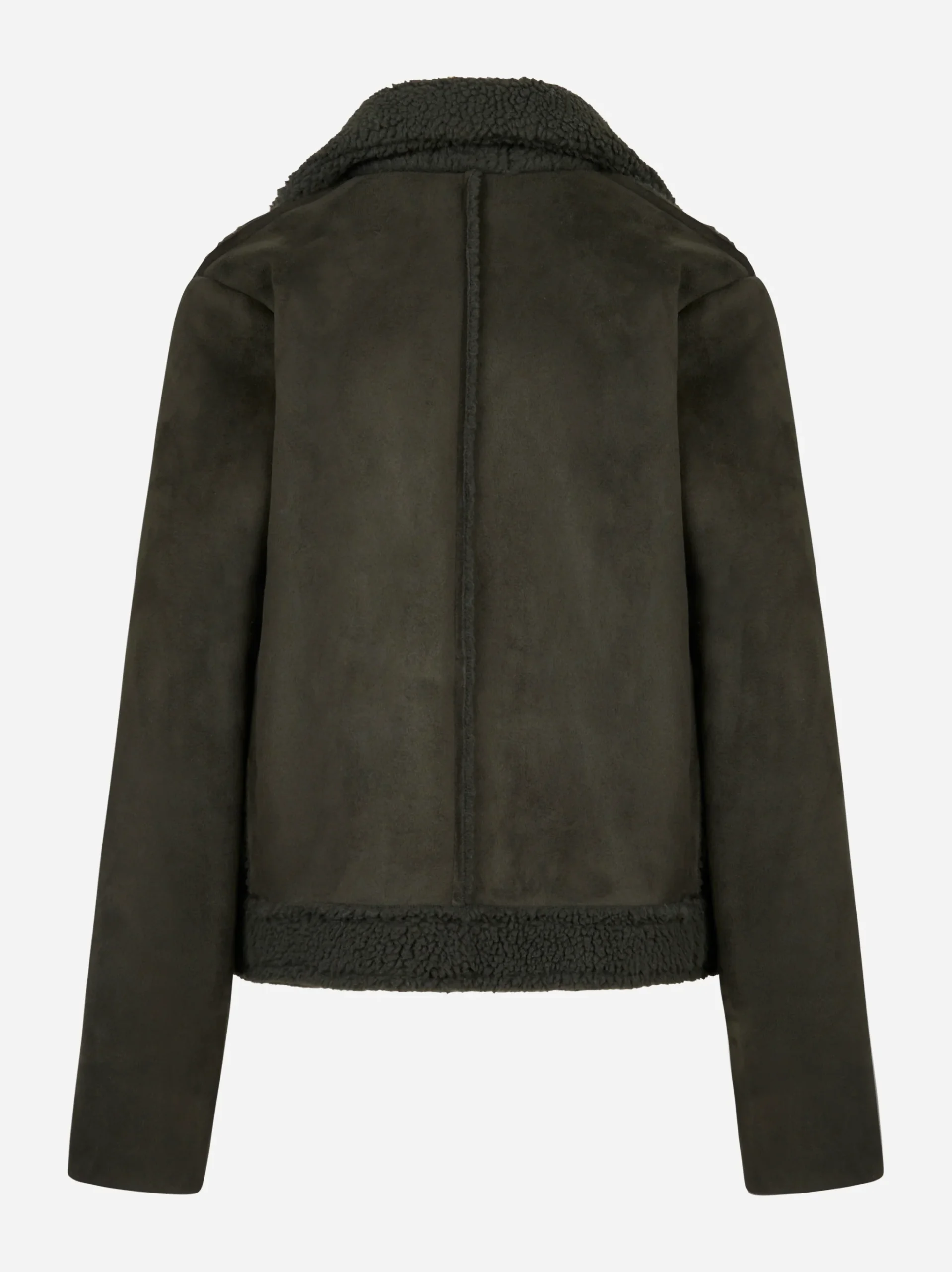 Biker verde in eco shearling - immagine 3