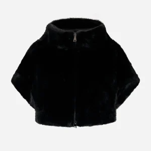 Cappa nera con zip in ecofur