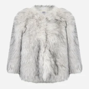 Giacca senza colle con maniche a tre quarti in ecofur