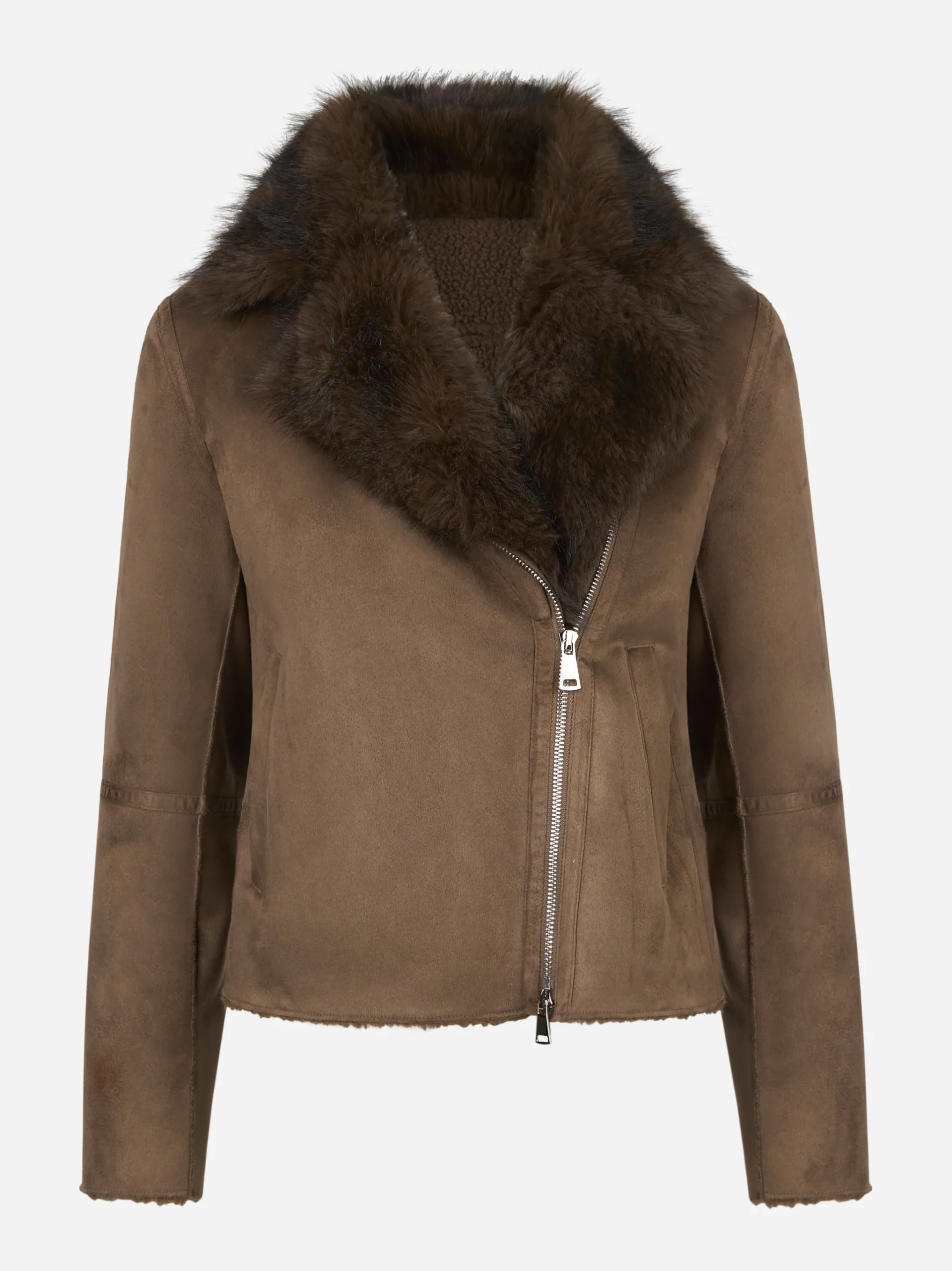 Biker beige in eco shearling - immagine 2