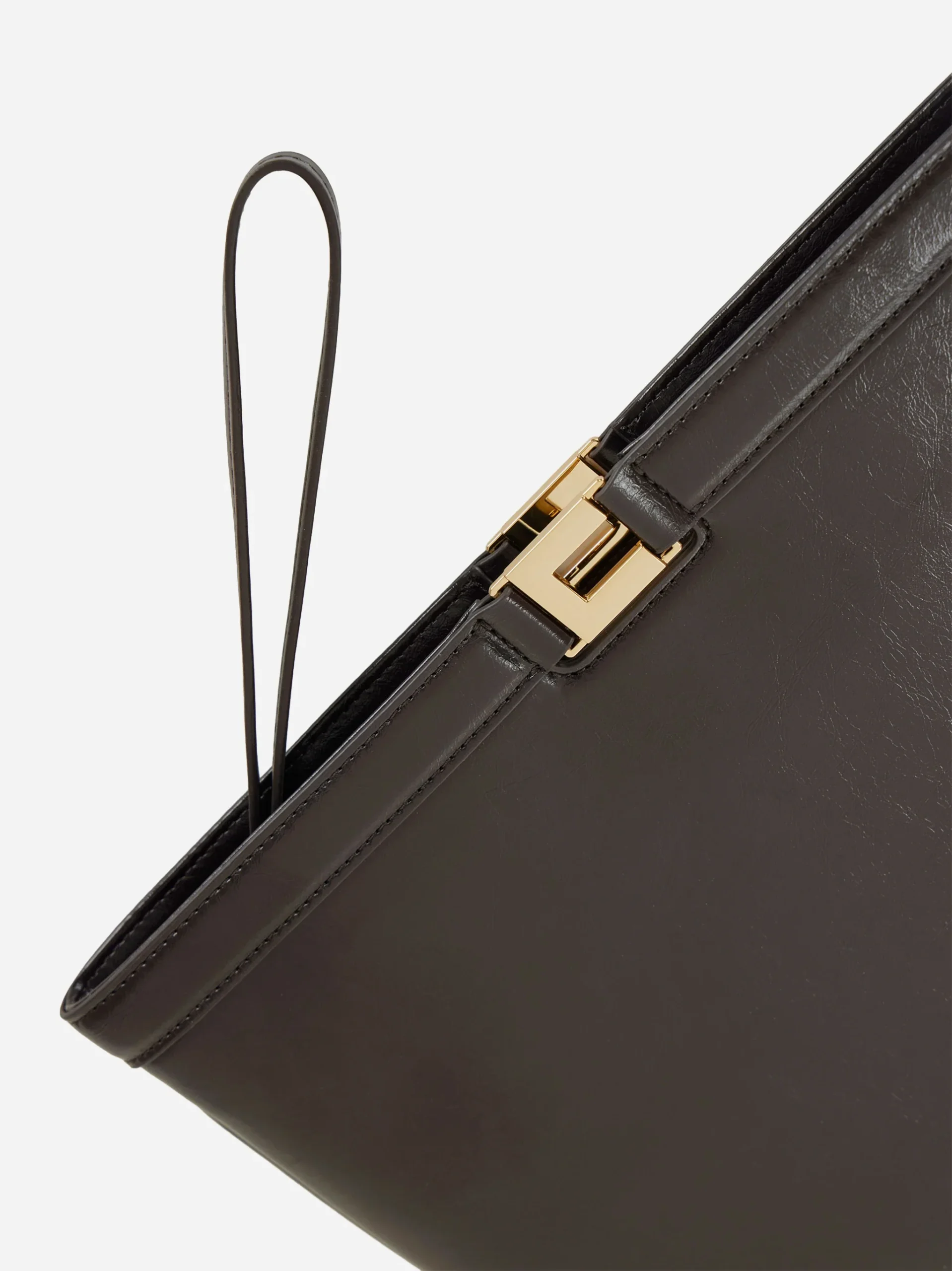 Borsa a busta effetto naplak marrone - immagine 5