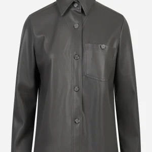 Camicia in ecopelle grigia