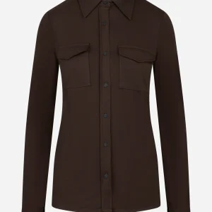 Camicia marrone in jersey di viscosa