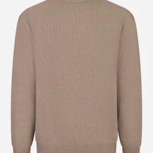 Maglia beige girocollo in lana cashmere