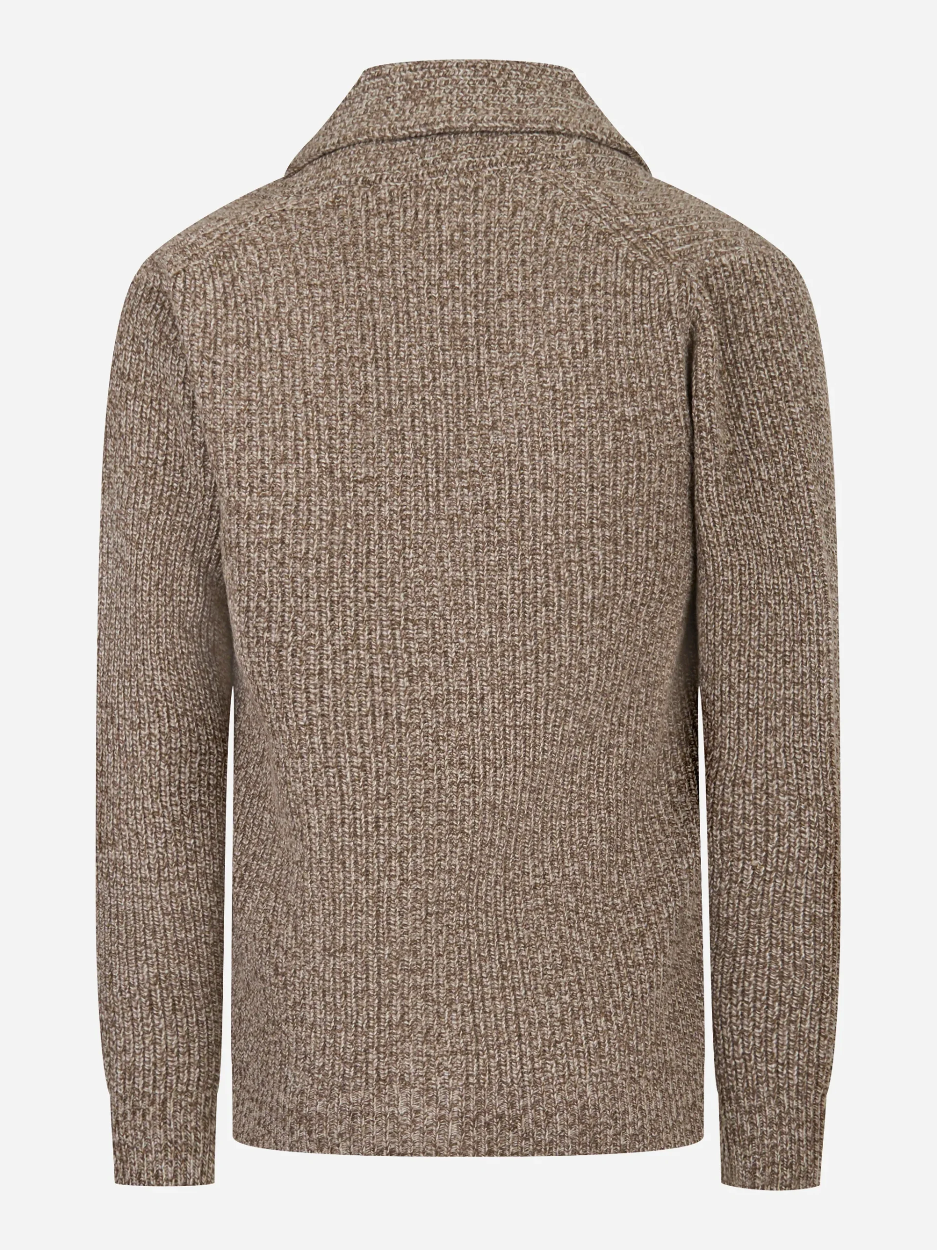 Cardigan marrone in lana con collo sciallato - immagine 3