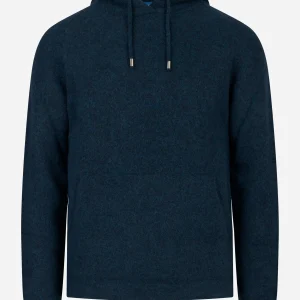 Maglia blu con cappuccio in Lana Nylon e elastan