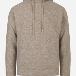 Maglia beige con cappuccio in Lana Nylon e elastan