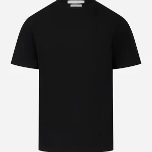 T-shirt nera manica corta in cotone stretch