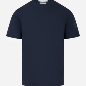 T-shirt blu manica corta in cotone stretch