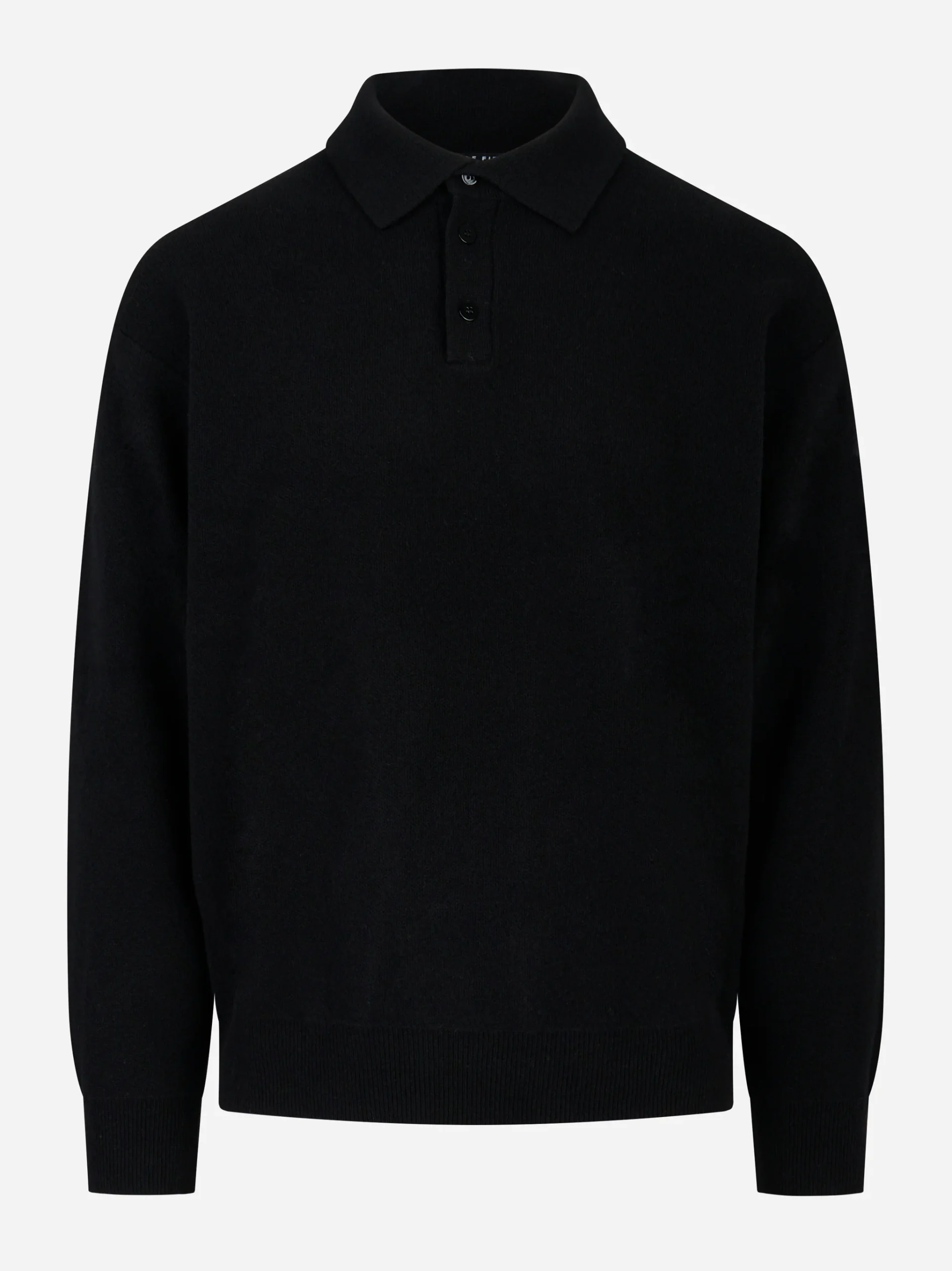 Polo nera manica lunga in lana Cashmere