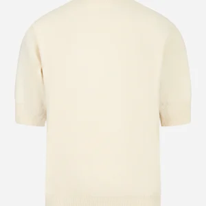 Maglia bianca manica corta in lana Cashmere