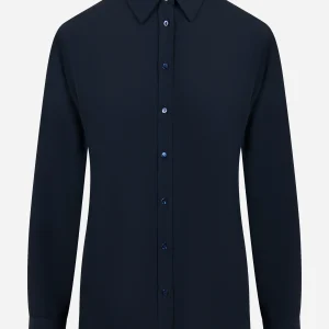 Camicia Cesar in misto seta blu