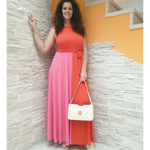 Abito lungo coral/bubble CURVY