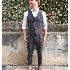 Gilet grigio gessato