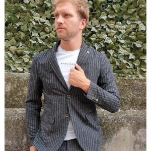 Giacca grigia gessata