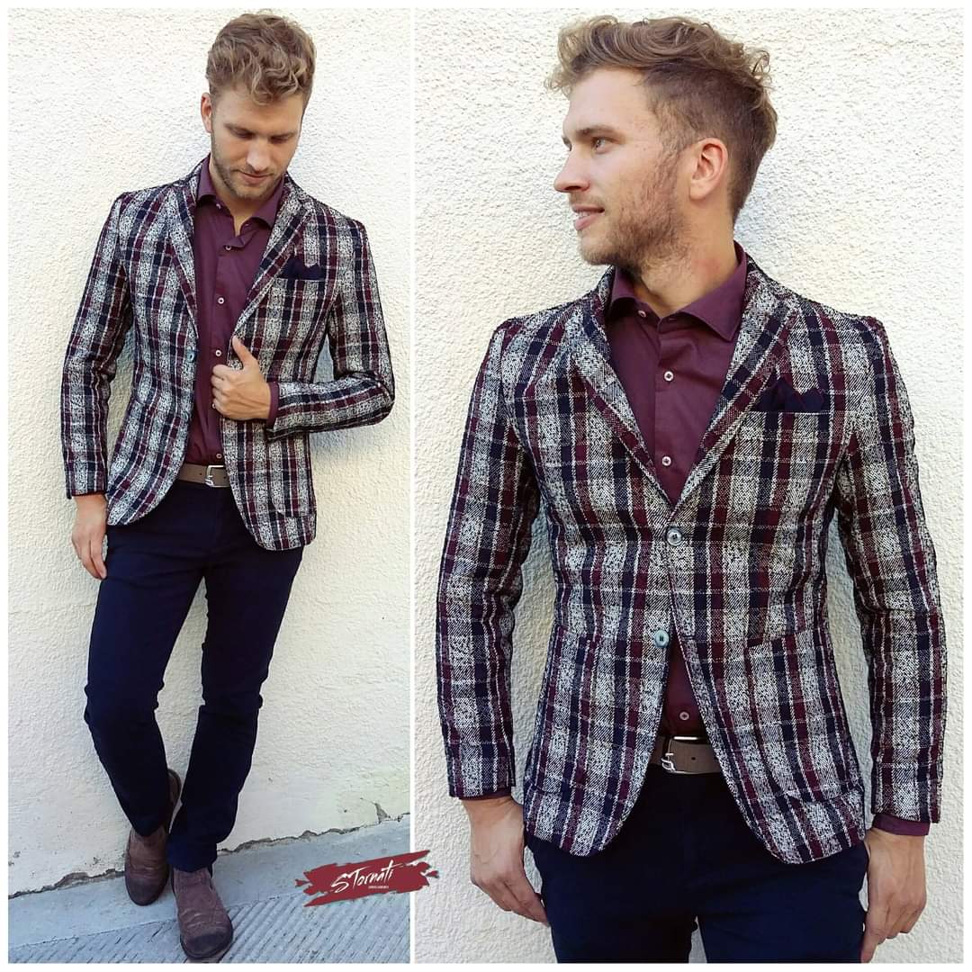 Giacca check vino