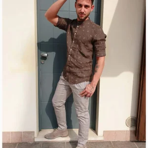 Camicia lino microfiore