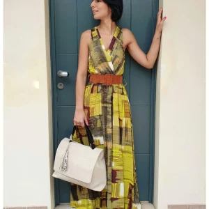 Abito lungo stampa murales+cinturone