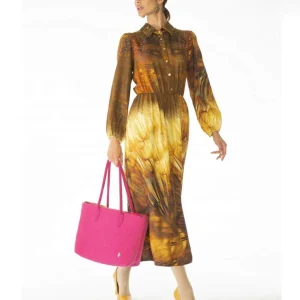 Abito colletto stampa ocra