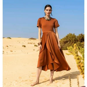 Abito bronzo gonna petali