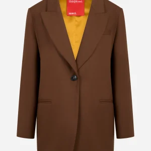 Blazer over in fresco lana stretch marrone