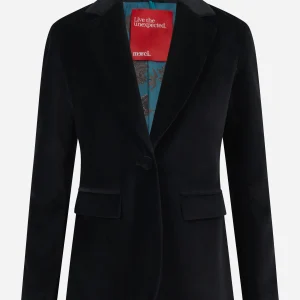 Blazer in velluto liscio nero