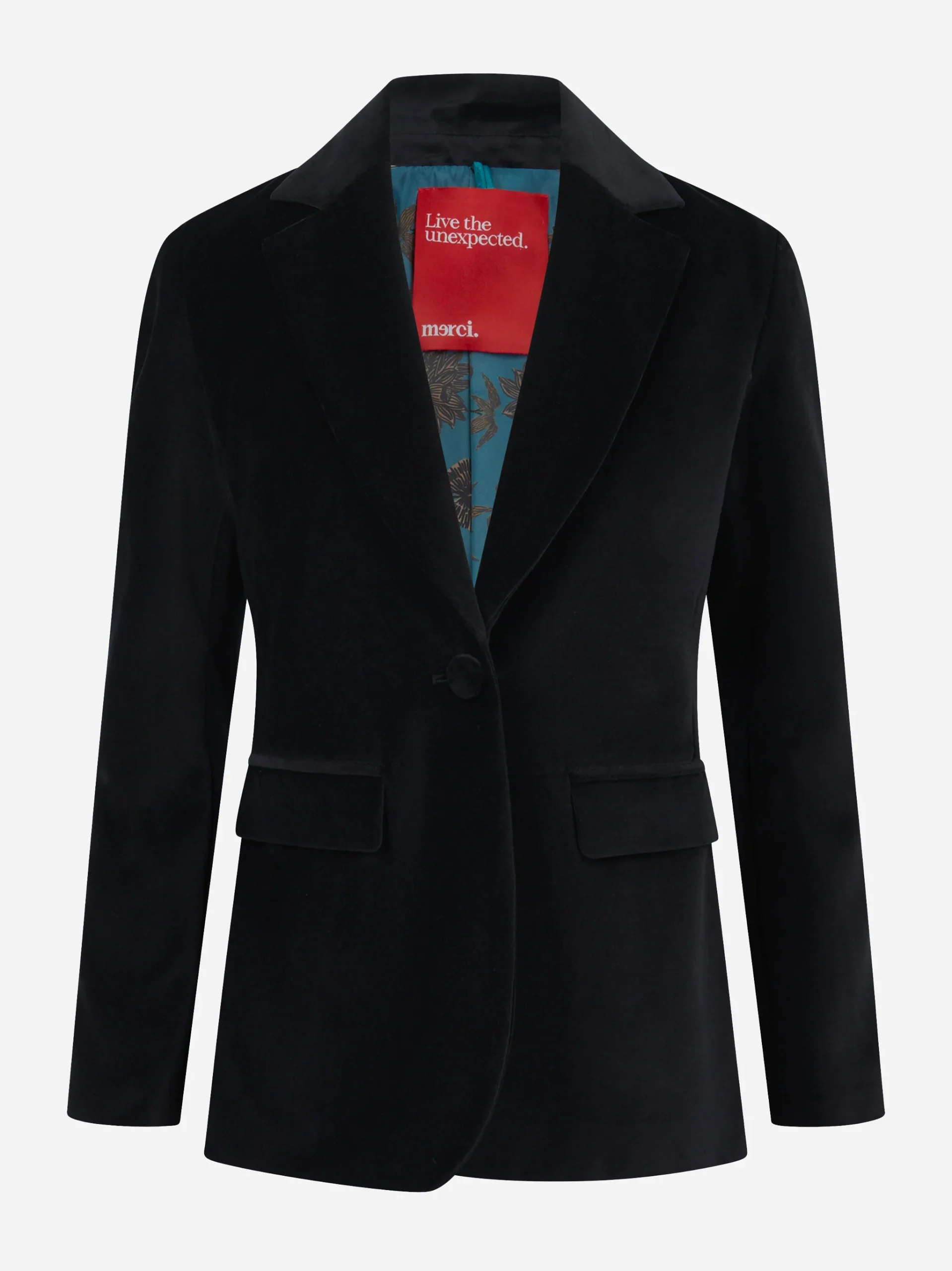 Blazer in velluto liscio nero