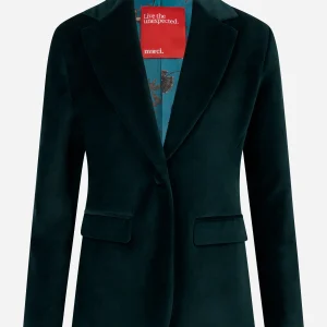 Blazer in velluto liscio verde