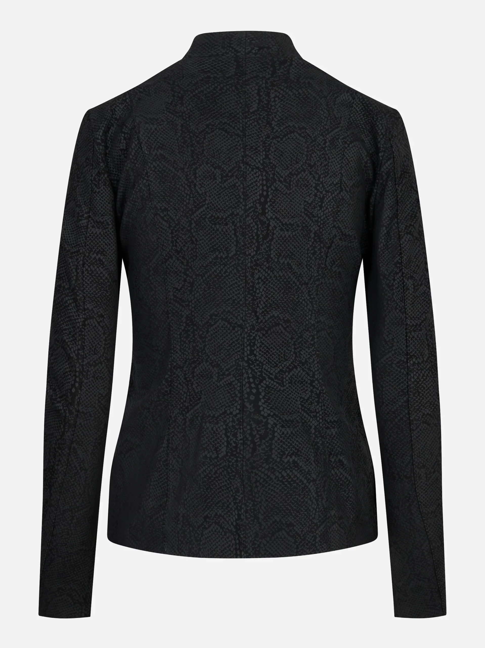 Giacca in pelle stretch con motivo animalier - immagine 3