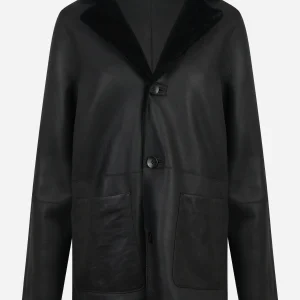 Shearling double con bottoni nero