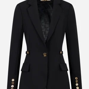 Giacca in crepe leggero con dettagli gioiello Nera