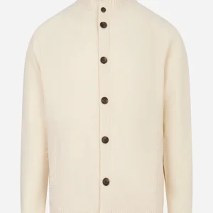 Cardigan Galway in lambswool Bianco