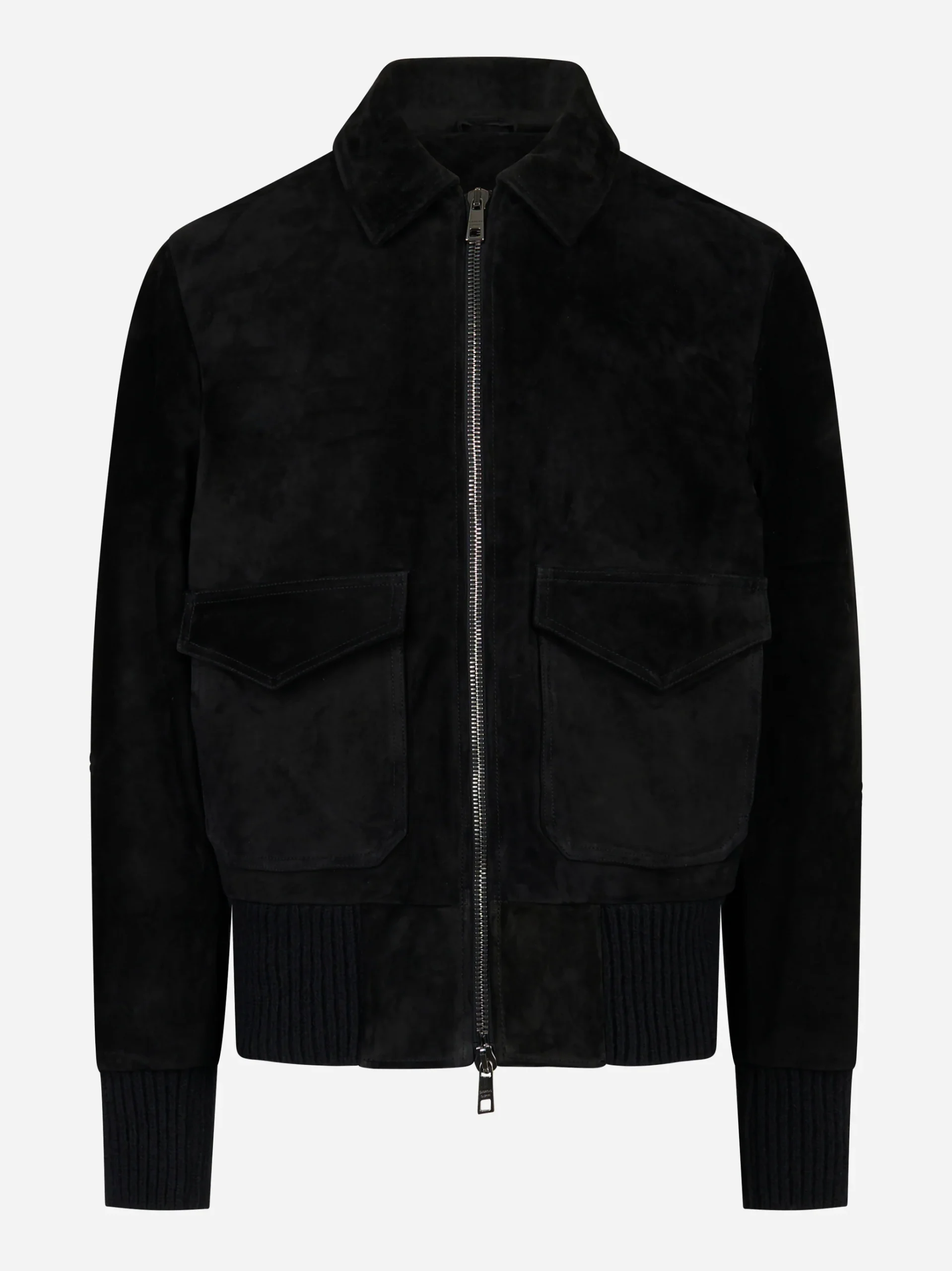 Giacca aviatore nera in vitellino velour - immagine 2