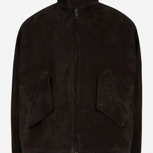 Giacca oversize marrone in vitellino velour