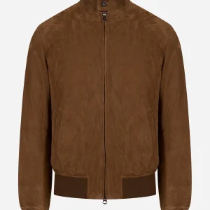 Bomber nuvola in suede con interno in piuma Beige