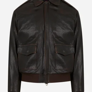 Giacca in pelle con effetti vintage A2 Marrone