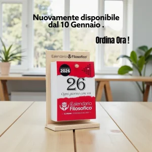 Calendario Filosofico 2026 - A6 PICCOLO  10x14 cm - con Supporto in Legno