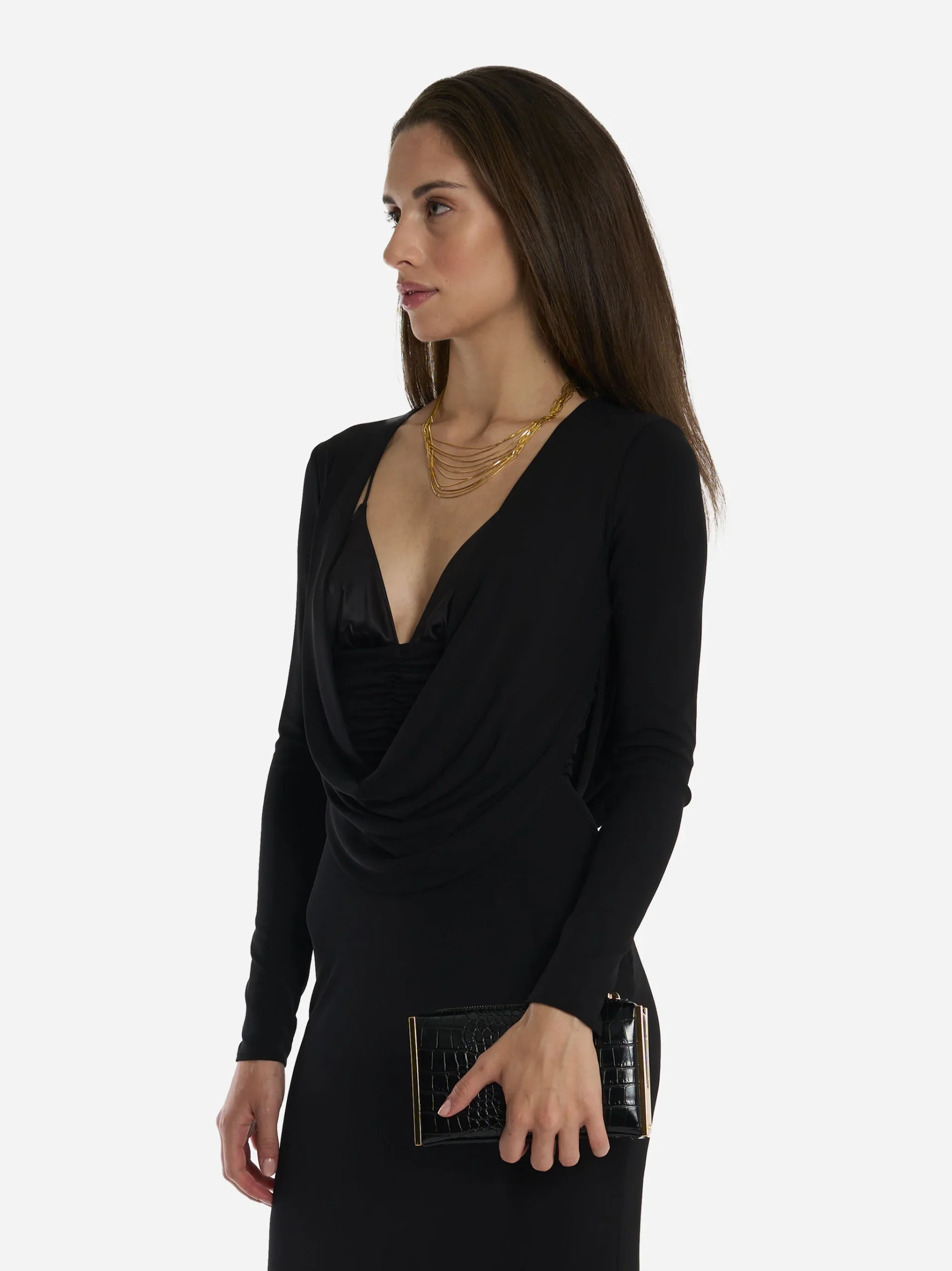 Abito Red Carpet in jersey crepe fluido Nero - immagine 4