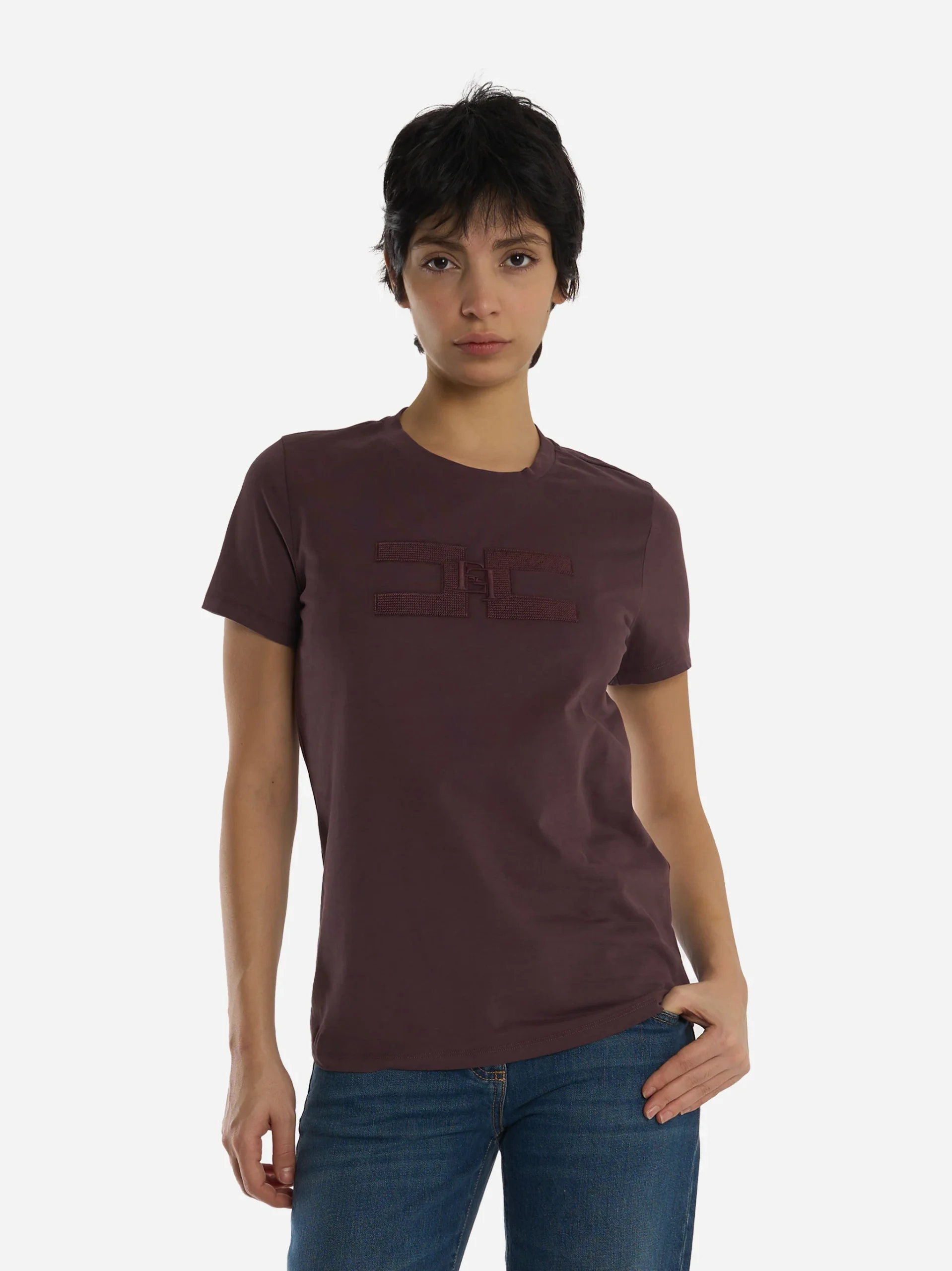 T-shirt in jersey di cotone Bordeaux - immagine 3