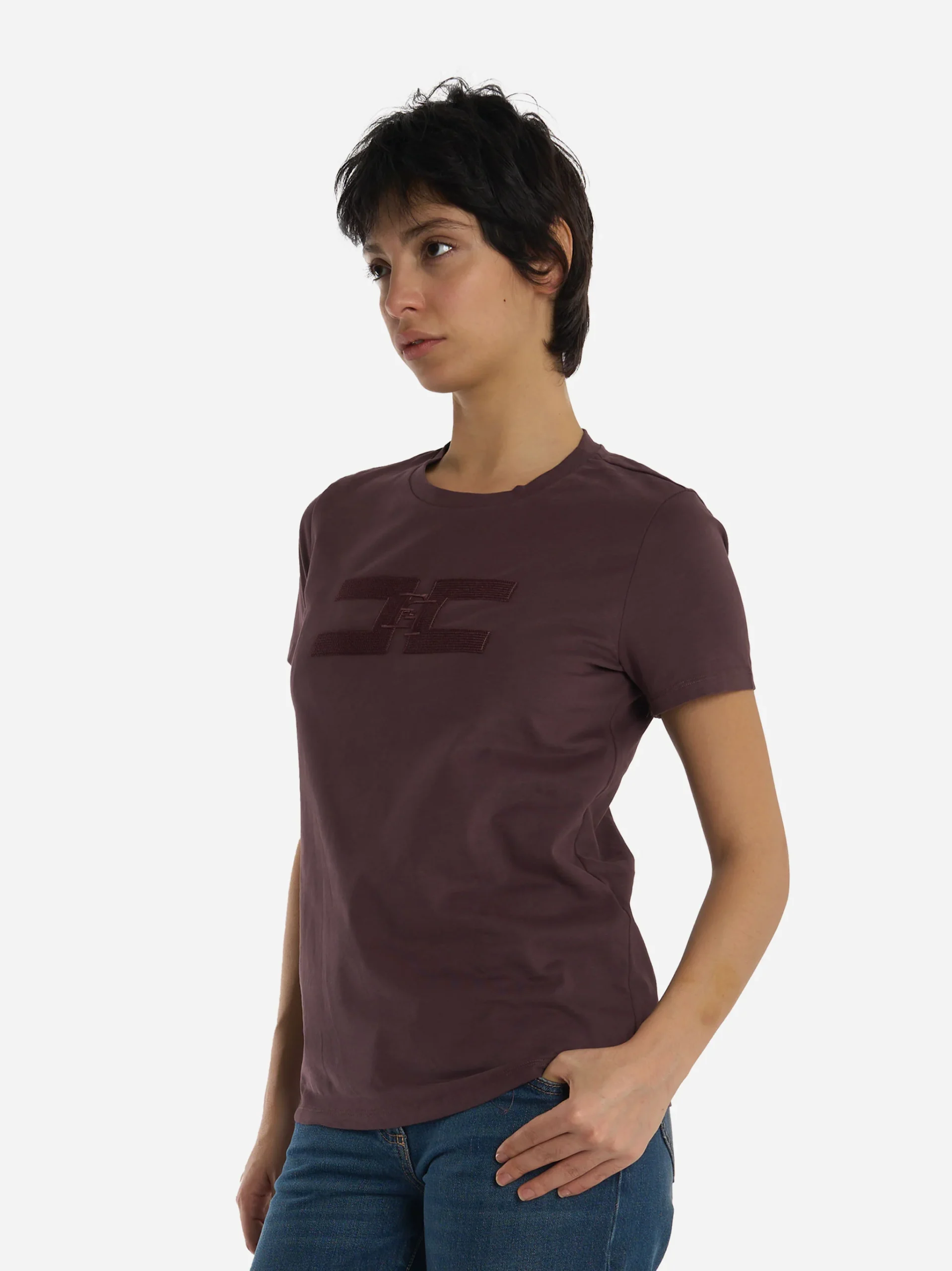 T-shirt in jersey di cotone Bordeaux - immagine 4