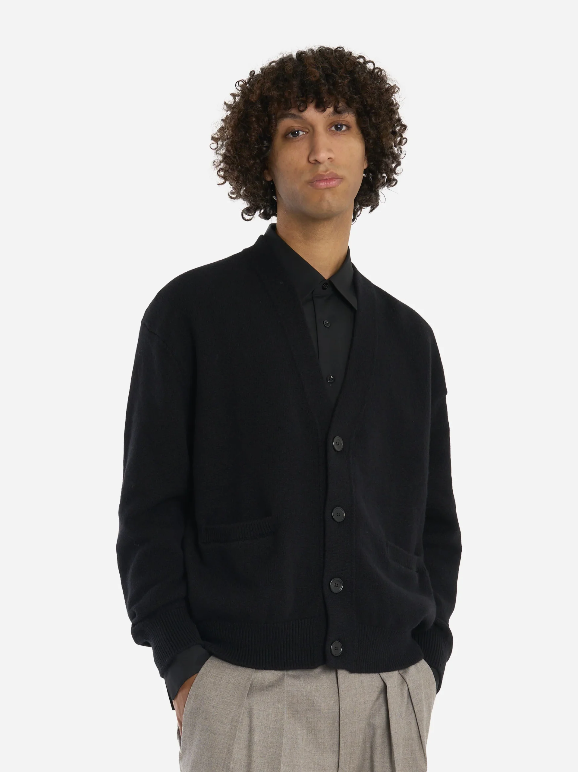 Cardigan in lana merinos e cashmere Nero - immagine 3