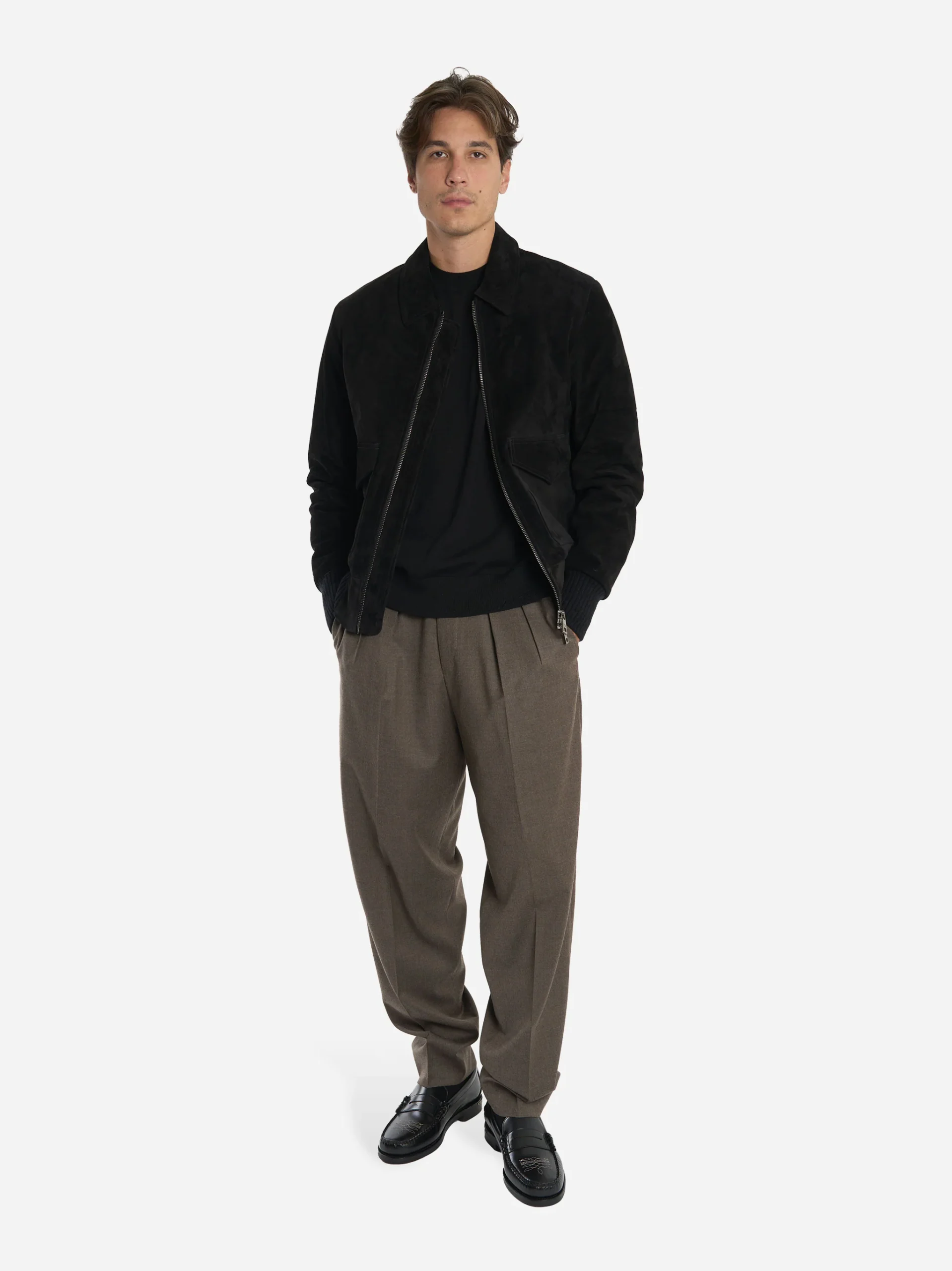 Maglia manica corta in lana merinos e cashmere Nera - immagine 3