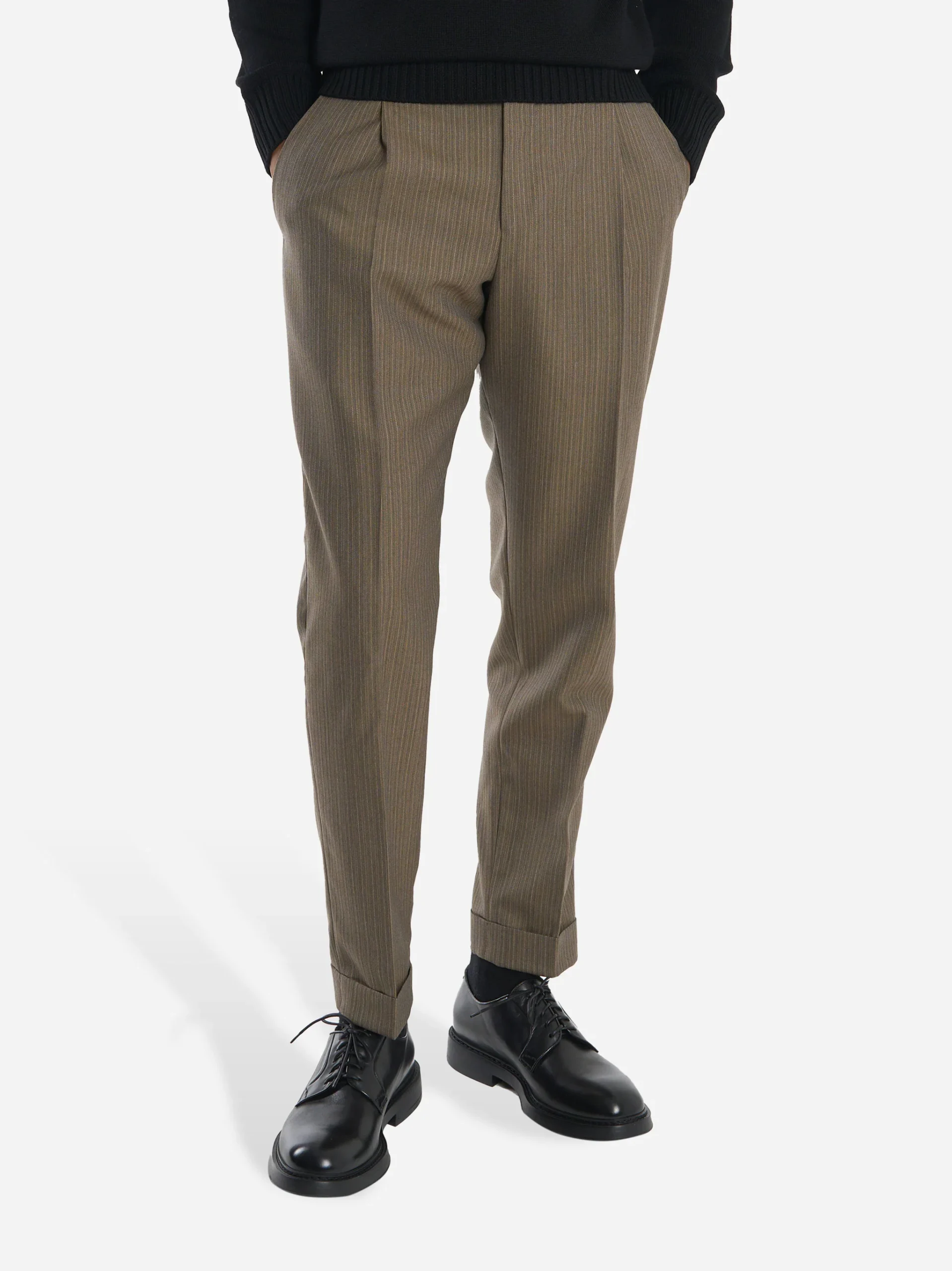 Pantalone Rebel carrot fit in lana con motivo gessato beige - immagine 4