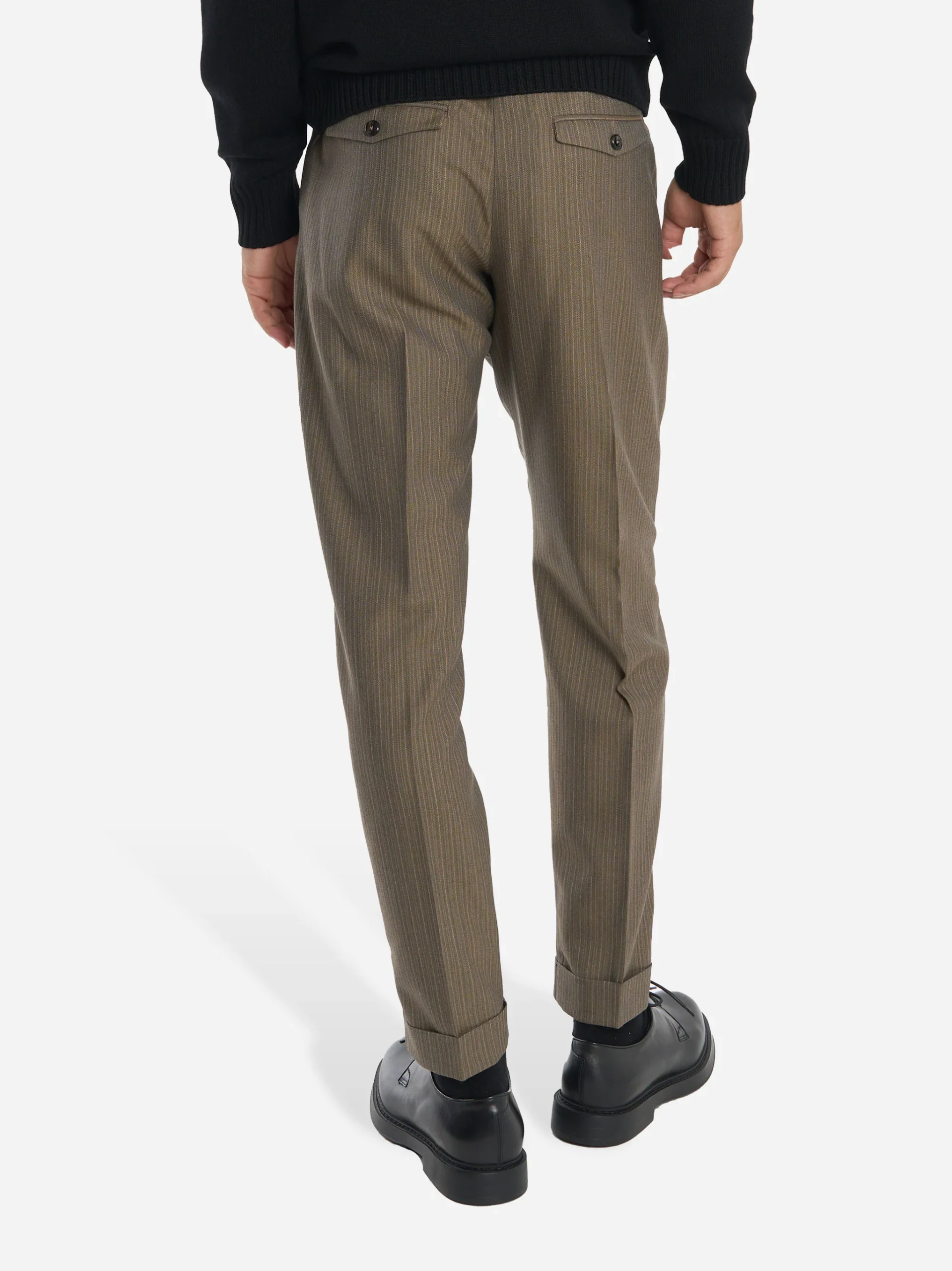 Pantalone Rebel carrot fit in lana con motivo gessato beige - immagine 5