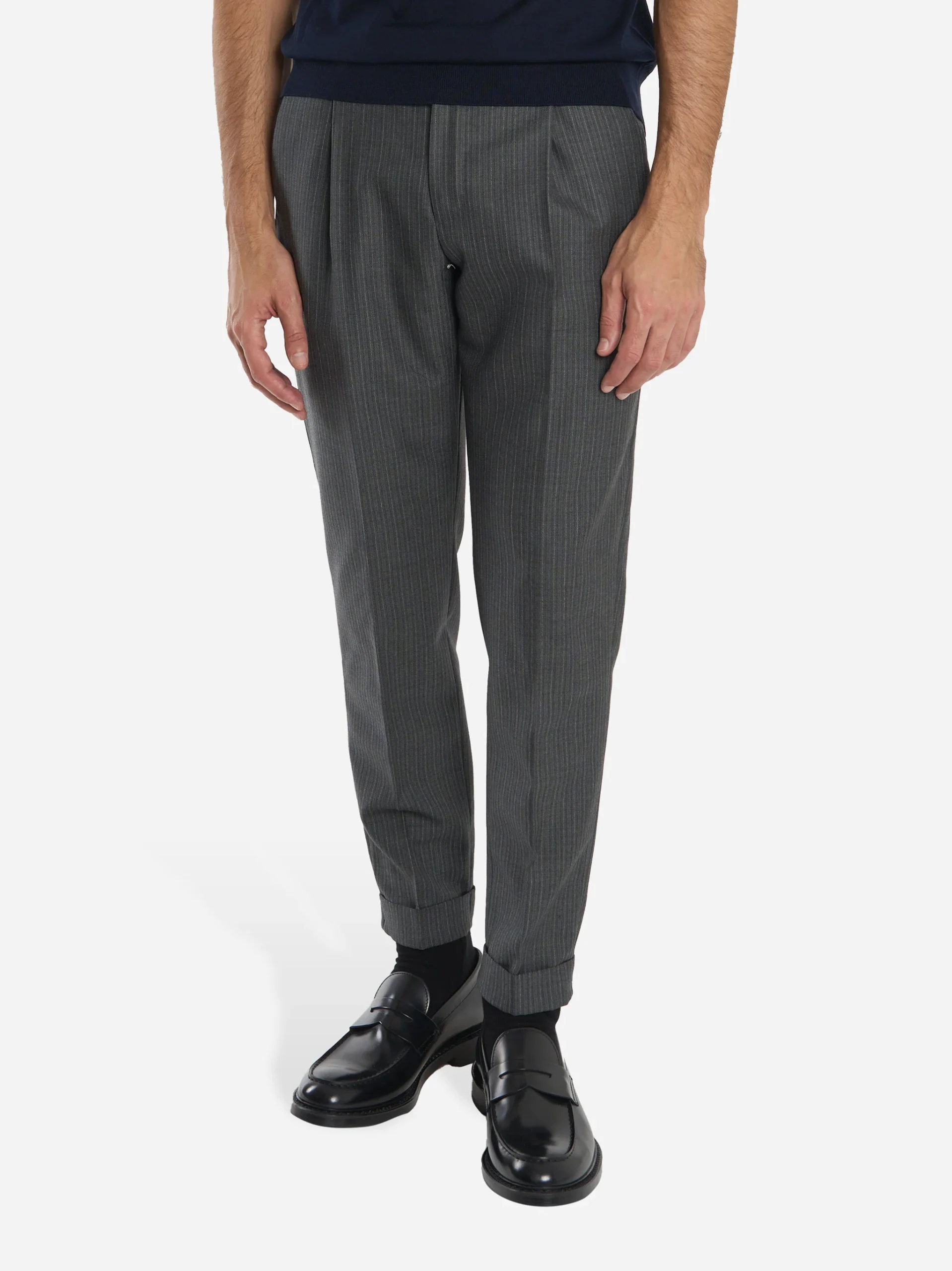 Pantalone Rebel carrot fit in lana con motivo gessato Grigio - immagine 4