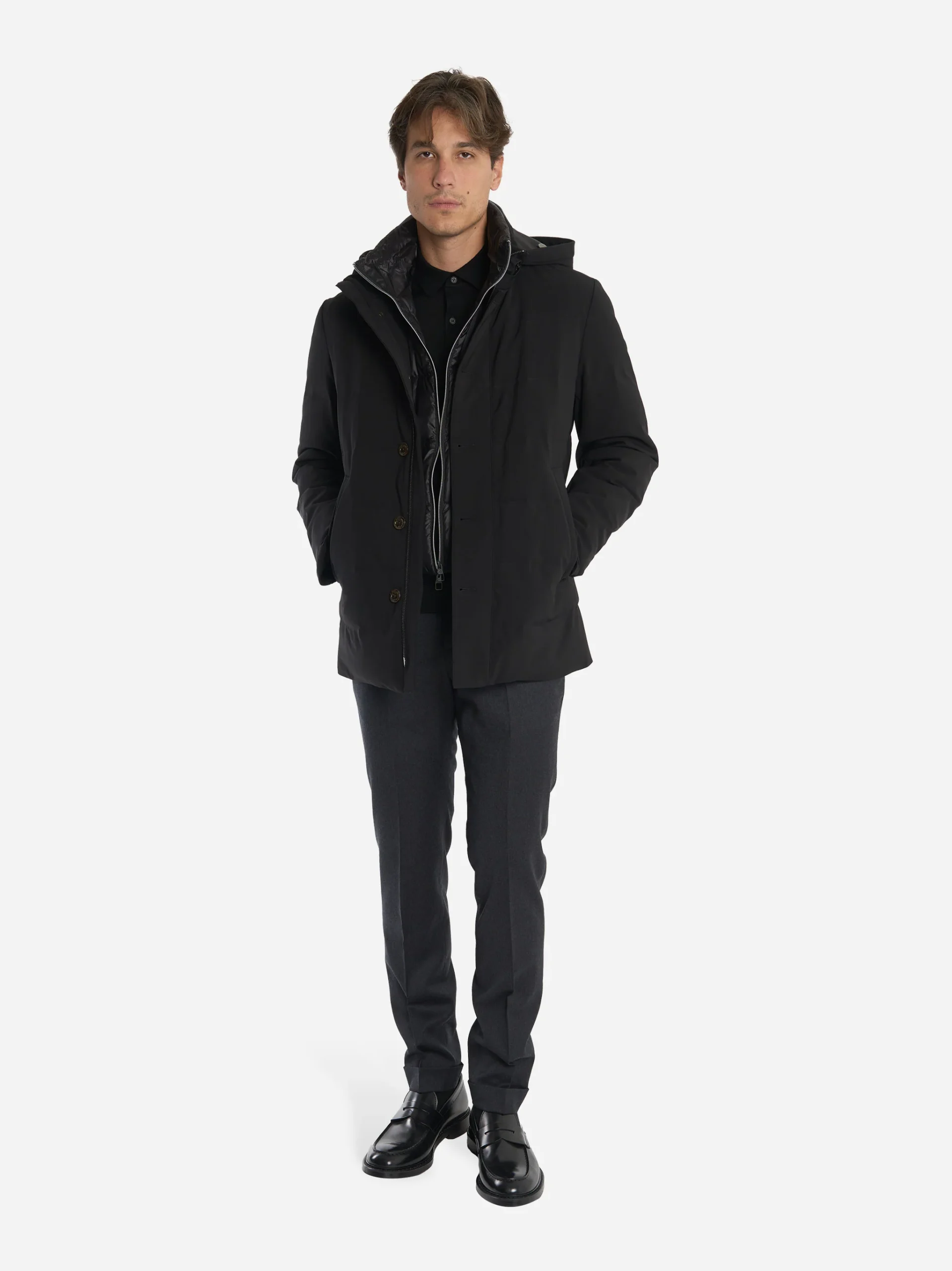 Giacca tecnica in nylon con imbottitura interna Nera - immagine 3