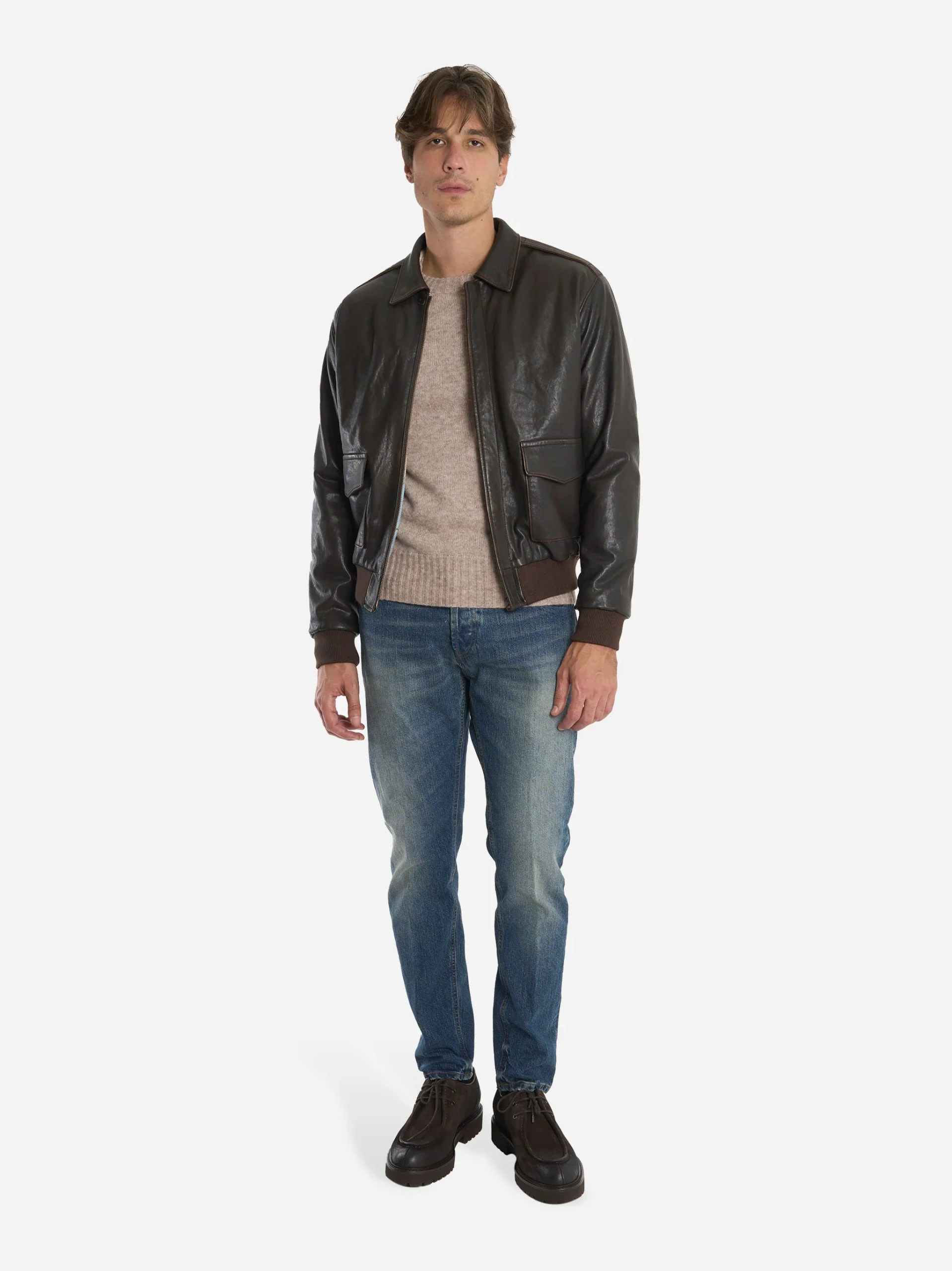 Giacca in pelle con effetti vintage A2 Marrone - immagine 3